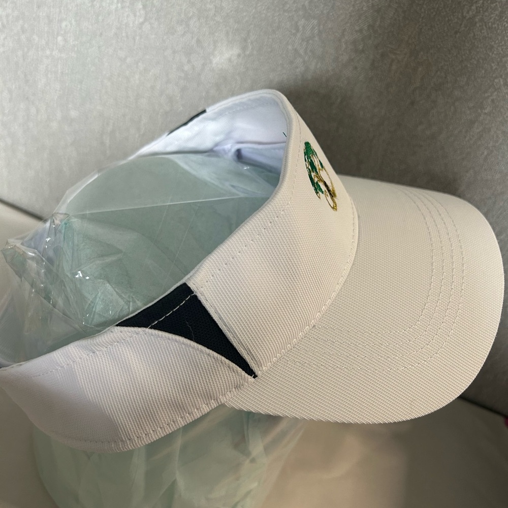 Sport-Tek White Visor with Green and Gold Logo - Picture 2 of 13